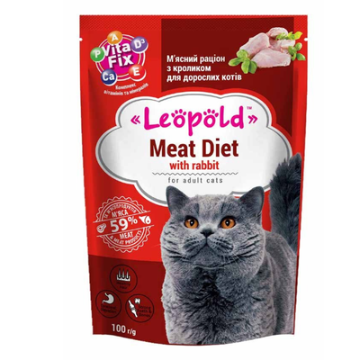  Leopold Dieta a base di carne con coniglio per gatti 100g