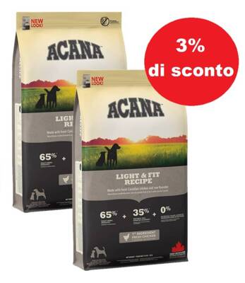 Acana Heritage Light & Fit Dog 2x11,4kg - 3% di sconto in un set