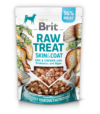BRIT CARE Dog Raw Treat Skin & Coat Pesce e Pollo con Probiotici e Alghe 40g