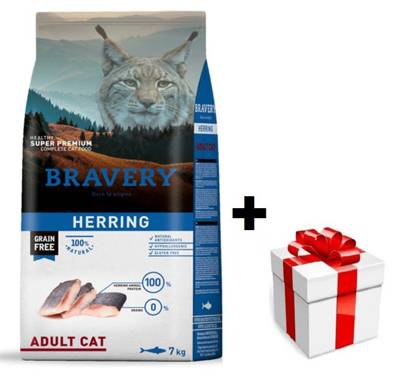 Bravery Cat Adult Herring (Aringa) 7 kg + sorpresa per il gatto GRATIS