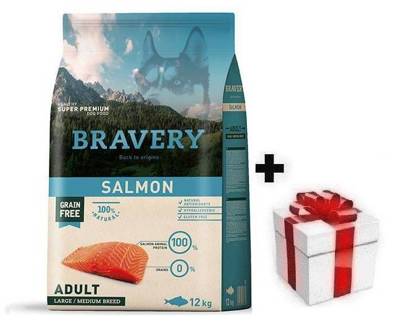 Bravery Grain Free Adult Medium Large Salmon 12kg + sorpresa per il cane GRATIS