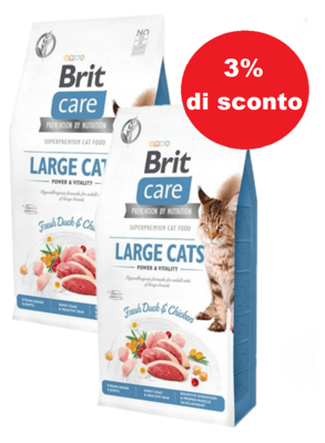 Brit Care Grain-Free Large Cats Power & Vitality Con anatra e pollo 2x7kg