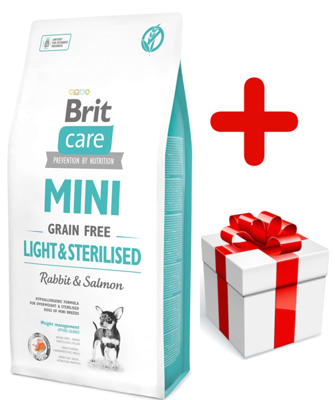 Brit Care Mini Grain Free Light & Sterilised Con coniglio e salmone 7kg + sorpresa per il cane GRATIS