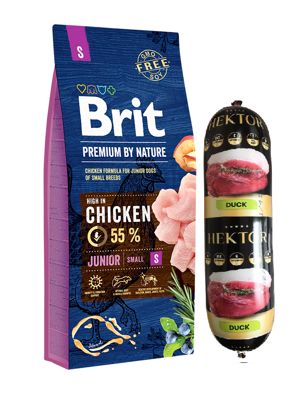 Brit Premium By Nature Junior S Con pollo 8kg + Hektor bar per cani GRATIS