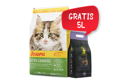 Josera Kitten Grainfree 10kg + Cat Royale Lettiera bentonitica alla lavanda 5l GRATIS