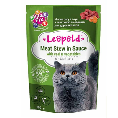 Leopold Spezzatino di vitello in salsa con verdure per gatti 100g 