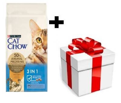 PURINA Cat Chow 3in1 - Alimento ricco di tacchino 15kg + sorpresa per il gatto GRATIS