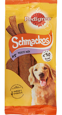 Pedigree Schmackos Multi Mix Snack per cani adulti di tutte le razze con manzo, pollo e agnello 36g